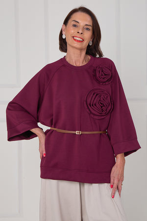 Dora oplay flower top in mulberry