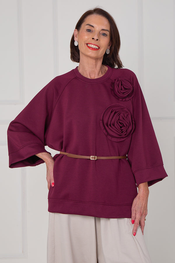 Dora oplay flower top in mulberry
