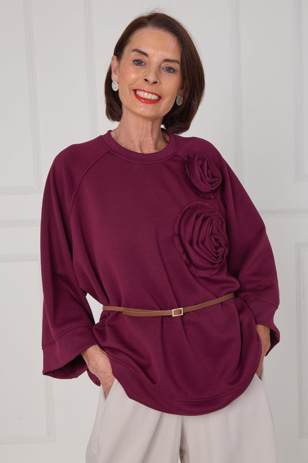 Dora oplay flower top in mulberry