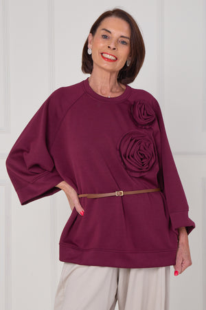 Dora oplay flower top in mulberry