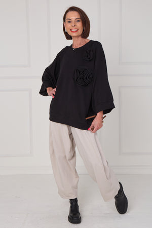 Dora oplay flower top in black