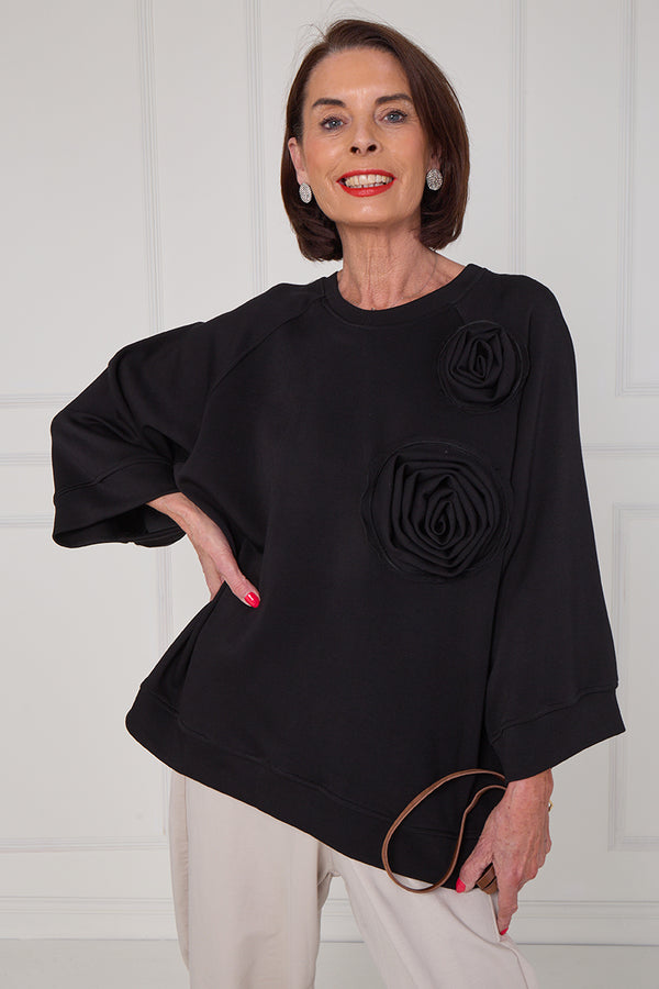 Dora oplay flower top in black
