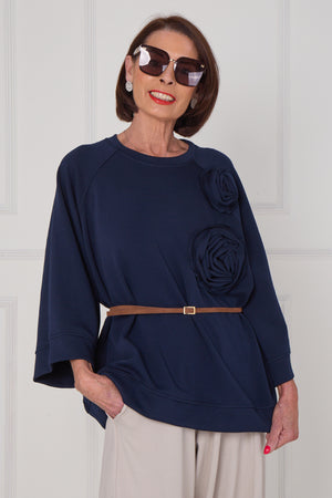 Dora oplay flower top in navy