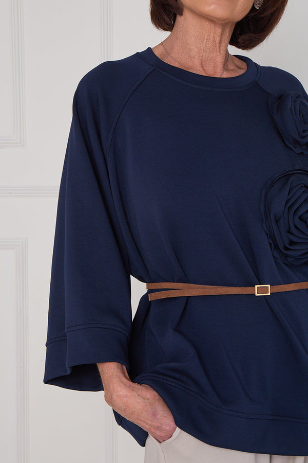 Dora oplay flower top in navy