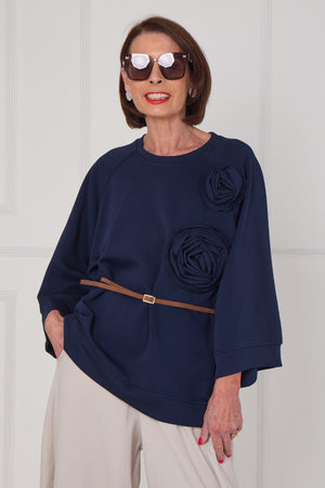 Dora oplay flower top in navy