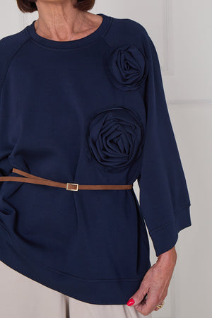Dora oplay flower top in navy