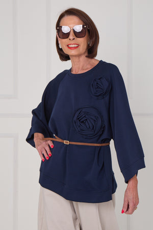 Dora oplay flower top in navy