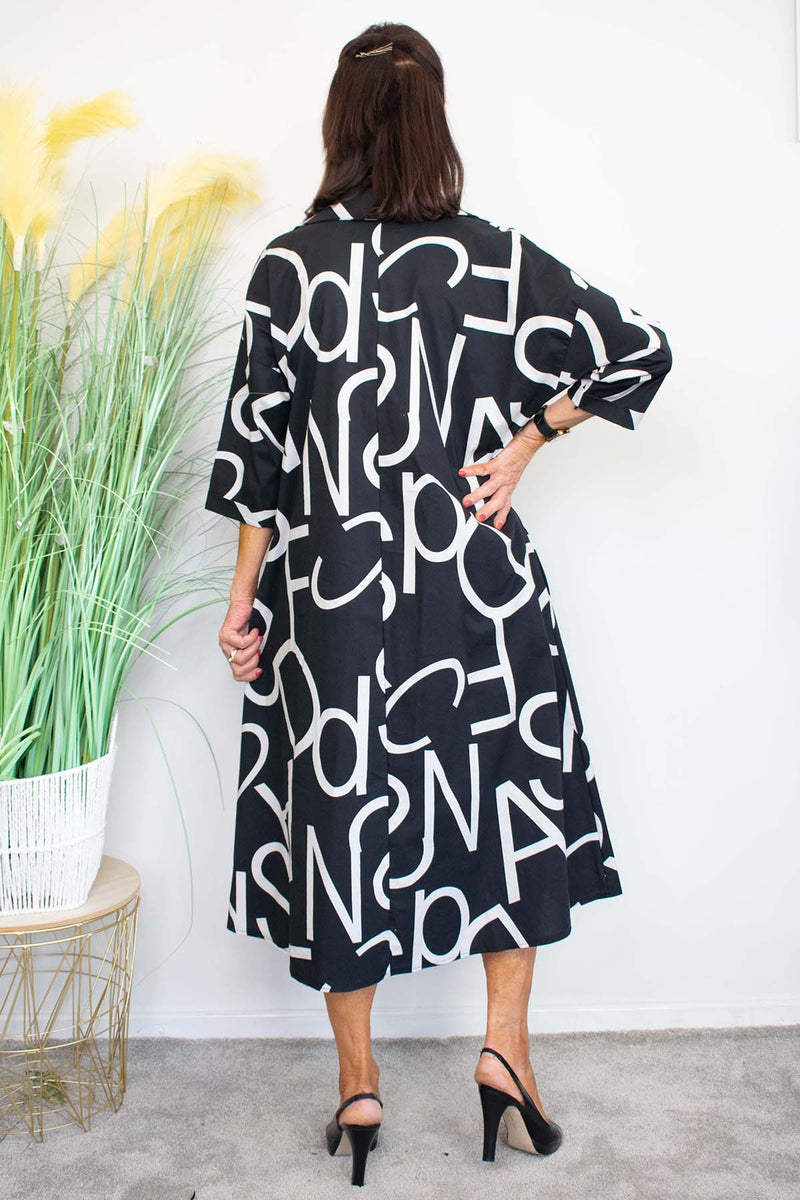 Arizona Dress in Black with Warm White