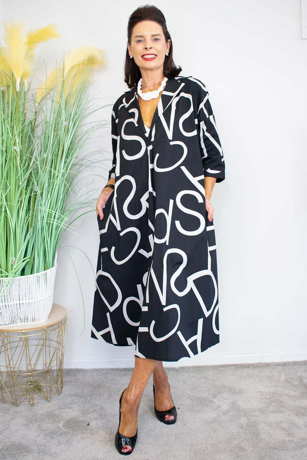 Arizona Dress in Black with Warm White