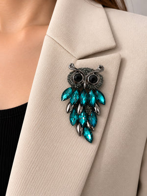 Elara Owl Embellished Brooch