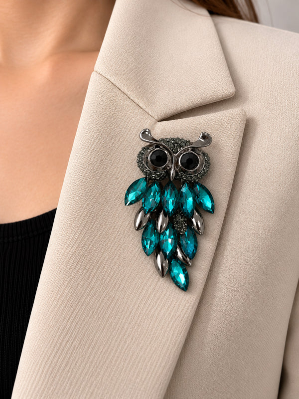 Elara Owl Embellished Brooch