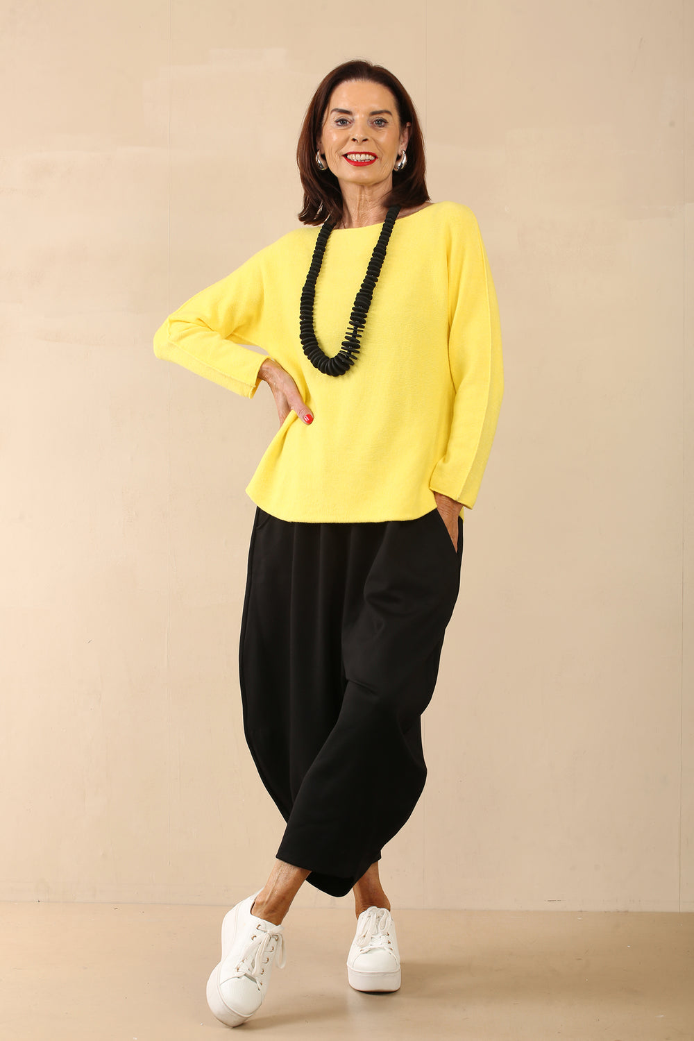 IRIZ Knitwear round neck jumper-Lemon