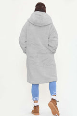 NEW JERSEY FAUX FUR HOOD JACKET IN LIGHT GREY