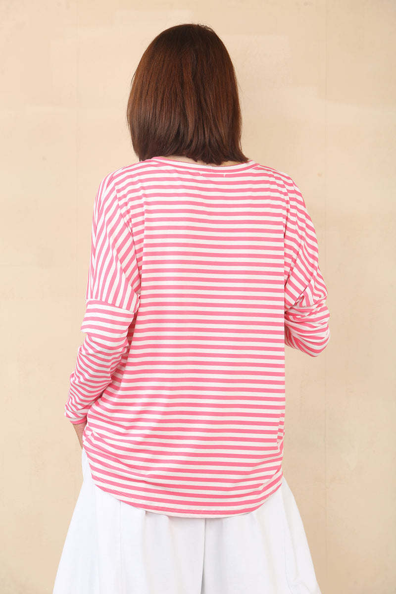 ELLIS ROUND NECK TOP IN BABY PINK