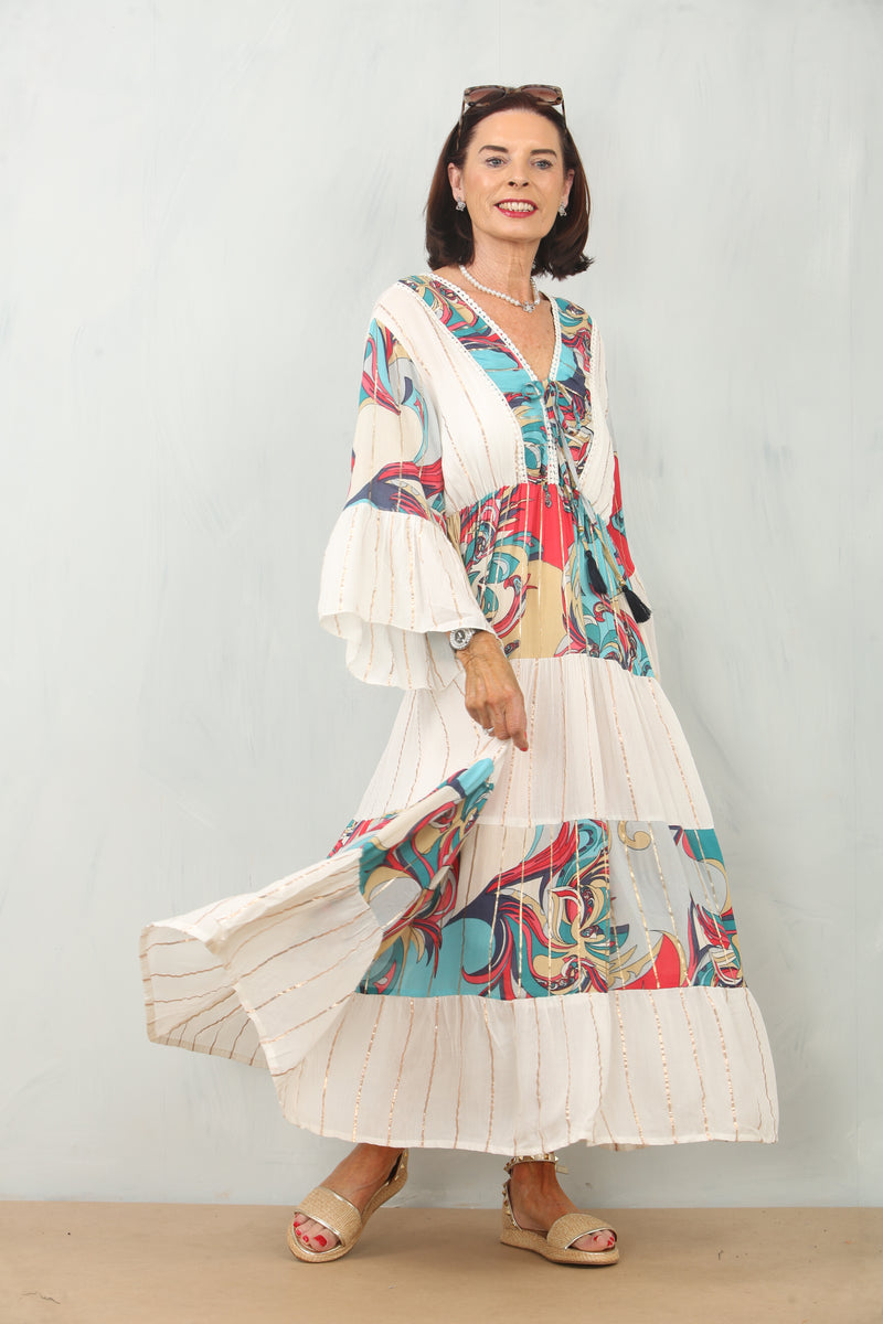 Gabriela Boho Dress in Red