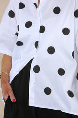 Dottie Shirt in White with Black Spot