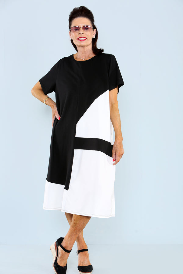 Chatterley Dress in Black with White