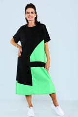 Chatterley Dress in Black with Jade Green