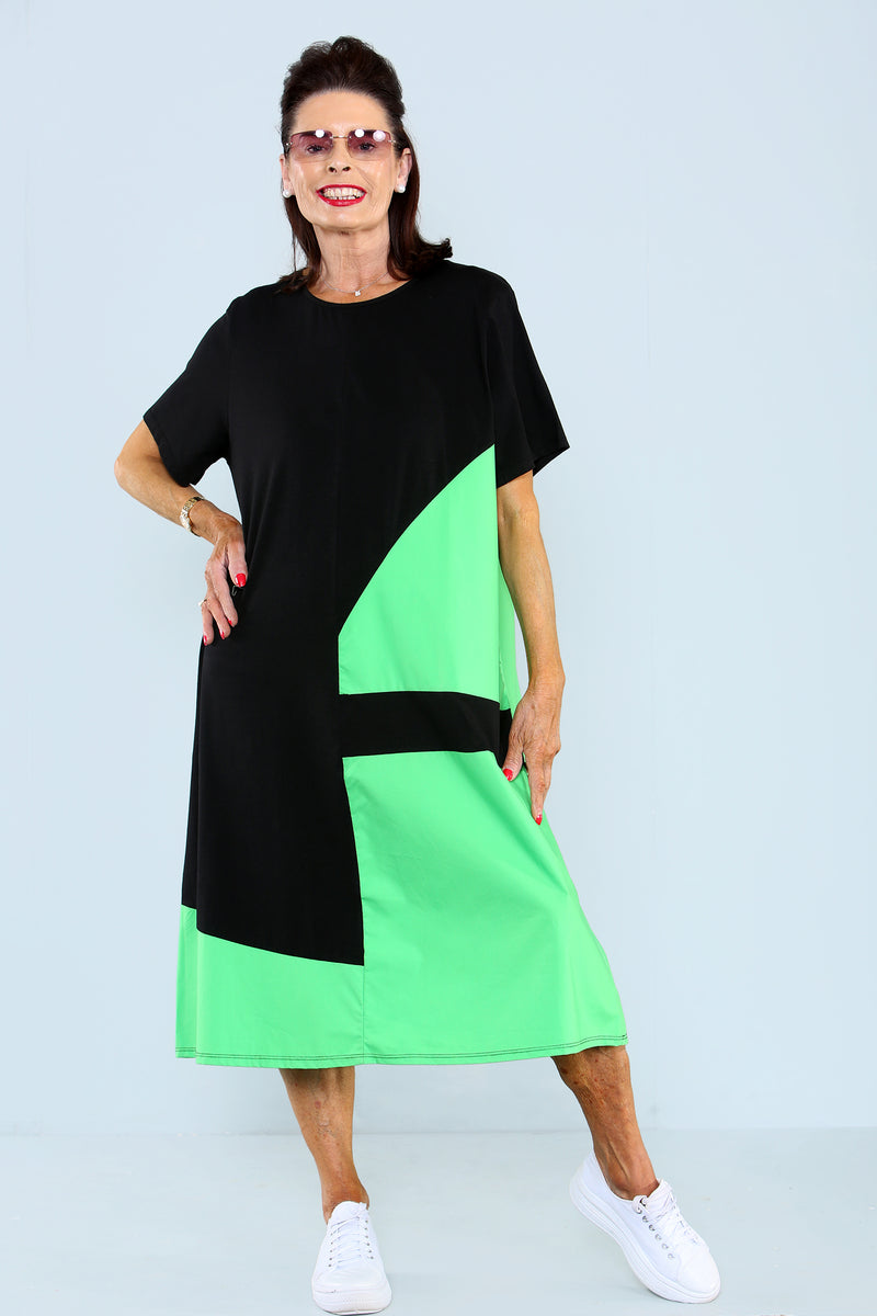 Chatterley Dress in Black with Jade Green