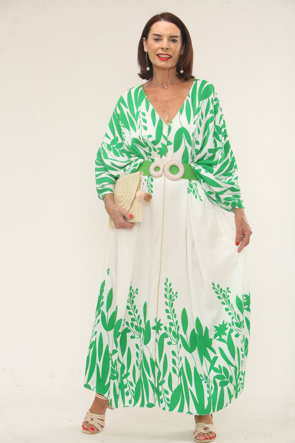 Luna Kamana/ Dress in emerald green and white