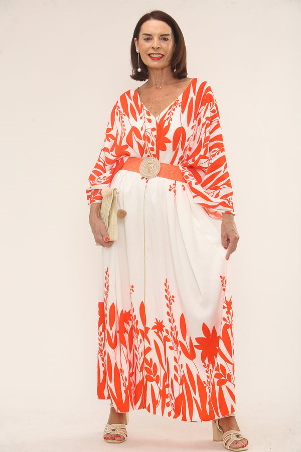 Luna Kamana/ Dress in orange and white