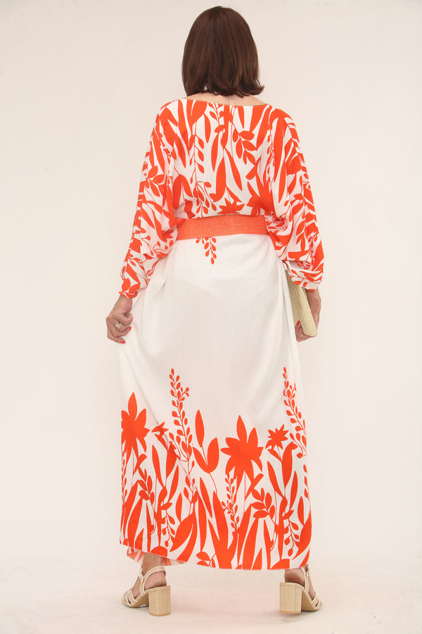 Luna Kamana/ Dress in orange and white