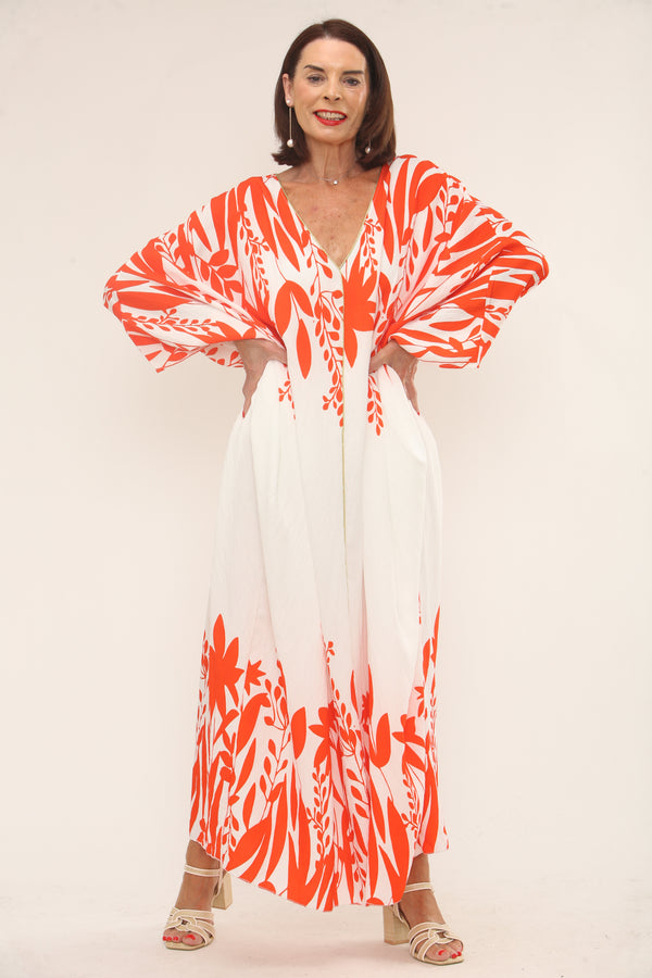 Luna Kamana/ Dress in orange and white