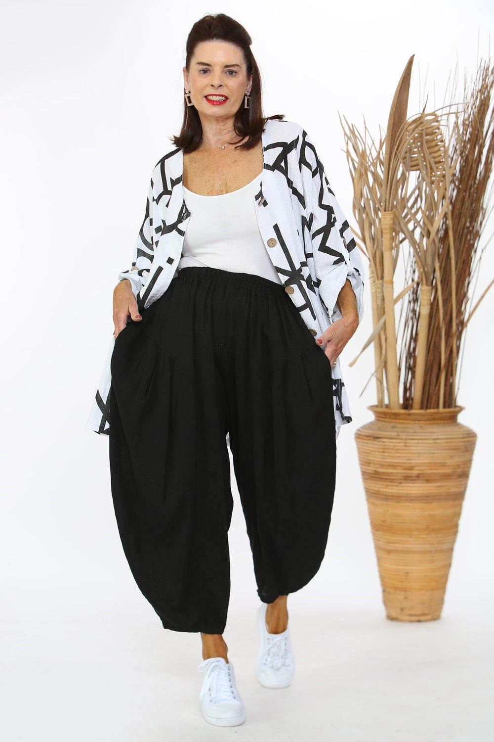 Enzo Linen Trouser in Black