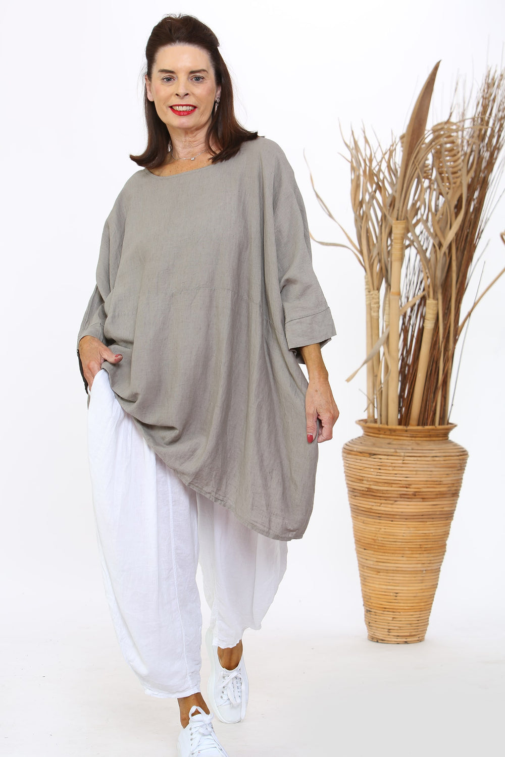 Enzo linen trouser in white