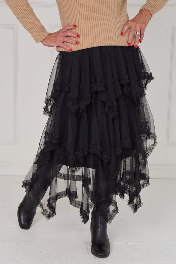 Hattie tulle skirt in black