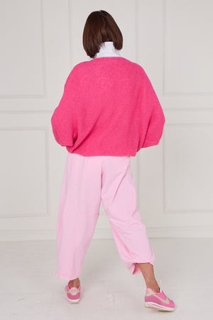 Tara crossover knitwear in cerise pink