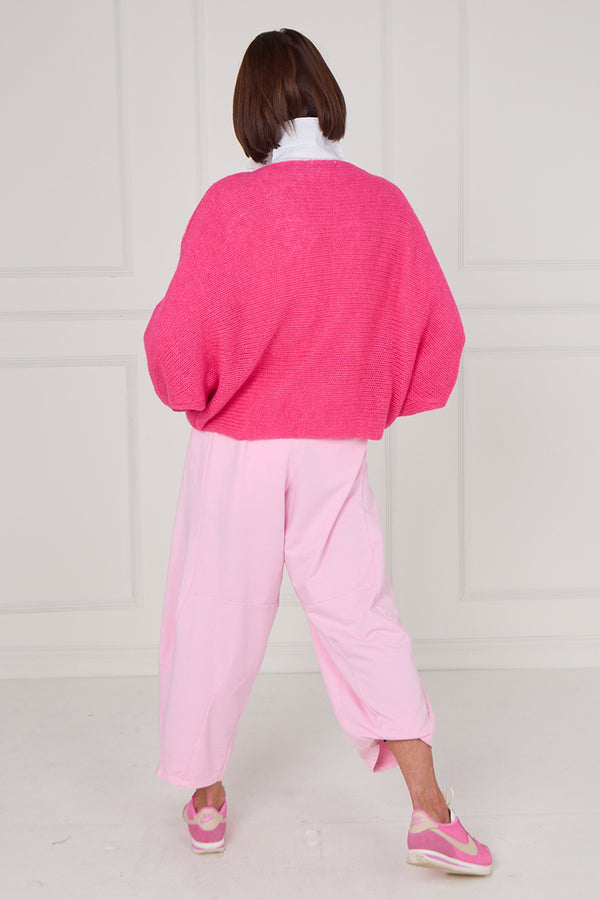 Tara crossover knitwear in cerise pink