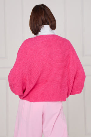 Tara crossover knitwear in cerise pink