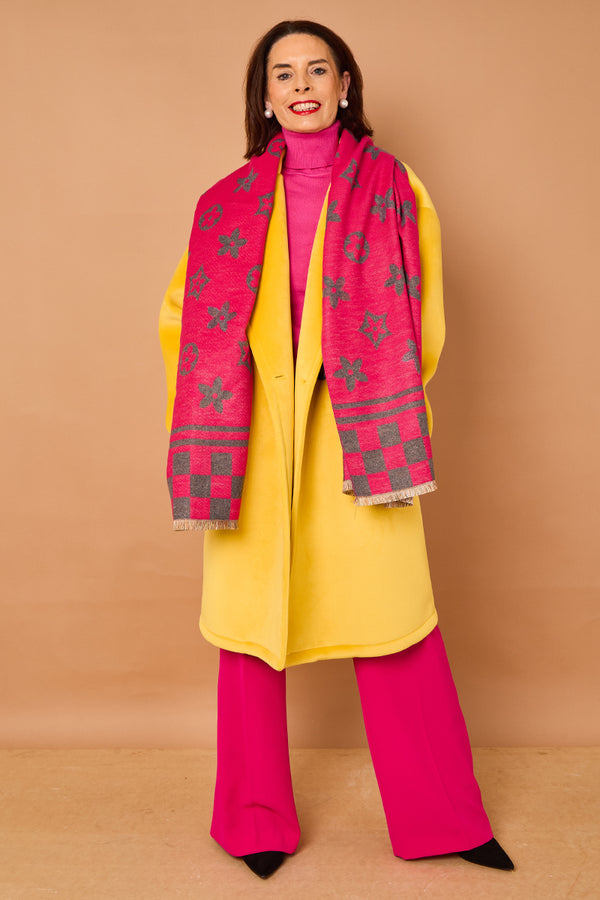 Alberto reversible scarf in pink and grey