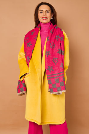 Alberto reversible scarf in pink and grey