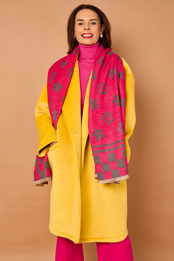 Alberto reversible scarf in pink and grey