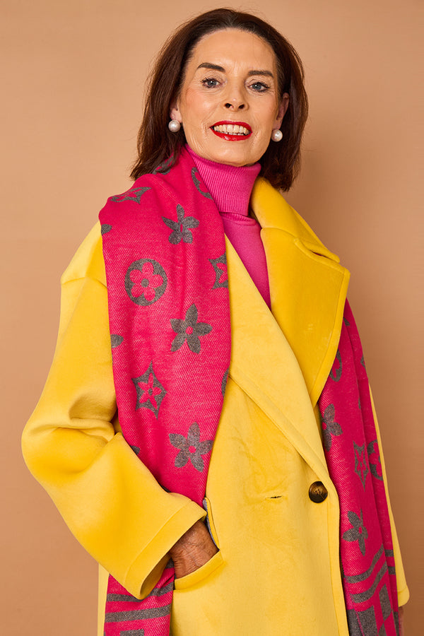 Alberto reversible scarf in pink and grey