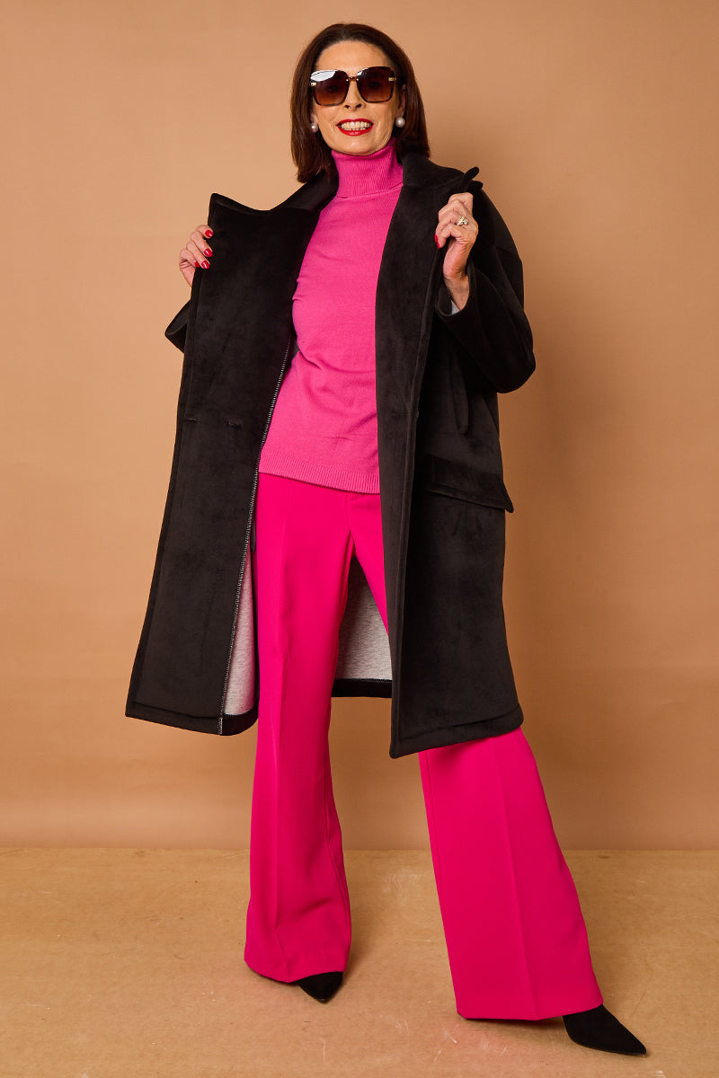 Alberto three quarter coat in Black - PRE ORDER 24TH OCTOBER DISPATCH DAY