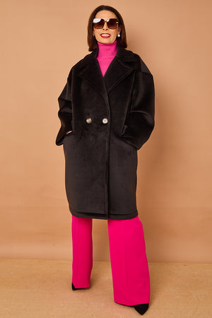 Alberto three quarter coat in Black - PRE ORDER 24TH OCTOBER DISPATCH DAY