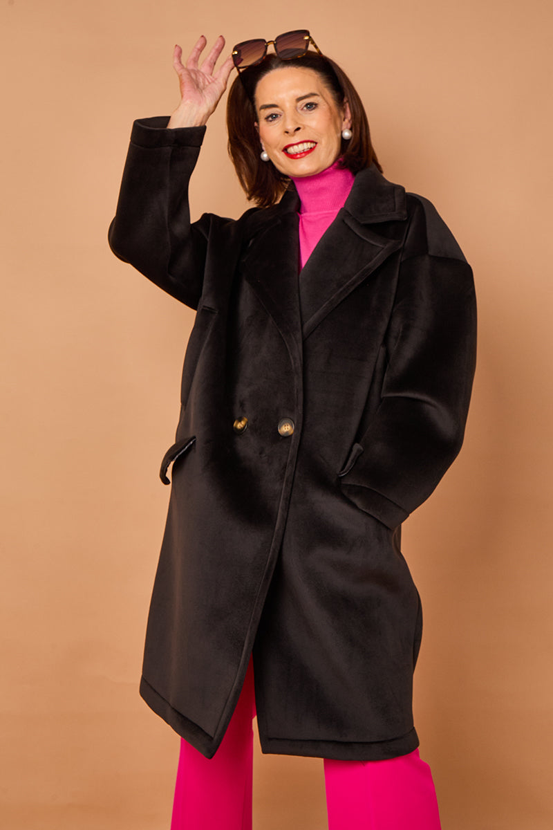 Alberto three quarter coat in Black - PRE ORDER 24TH OCTOBER DISPATCH DAY