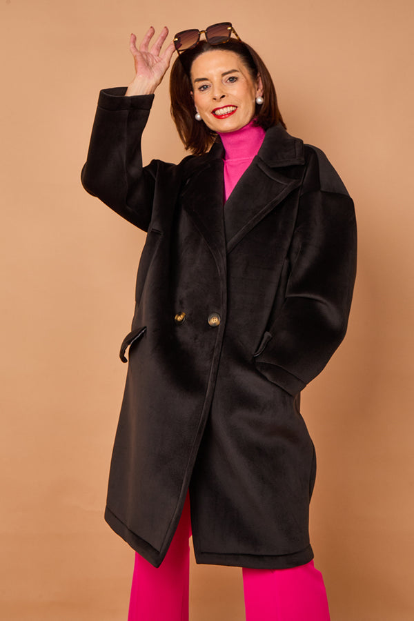 Alberto three quarter coat in Black - PRE ORDER 24TH OCTOBER DISPATCH DAY