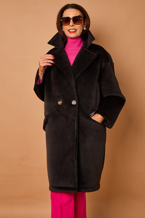 Alberto three quarter coat in Black - PRE ORDER 24TH OCTOBER DISPATCH DAY