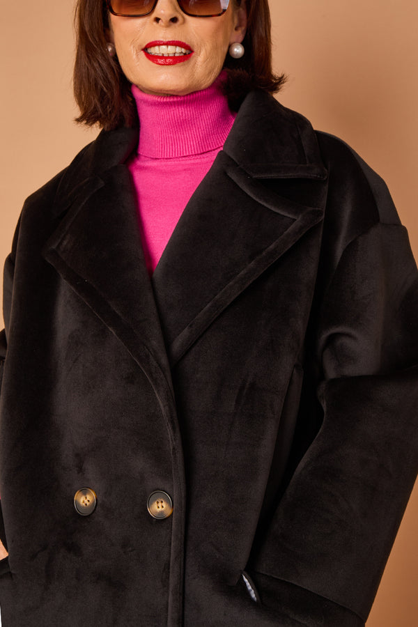 Alberto three quarter coat in Black - PRE ORDER 24TH OCTOBER DISPATCH DAY