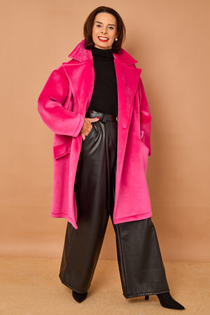 Alberto three quarter coat in cerise pink - PRE ORDER 24TH OCTOBER DISPATCH DAY