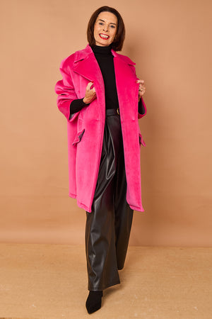 Alberto three quarter coat in cerise pink - PRE ORDER 24TH OCTOBER DISPATCH DAY