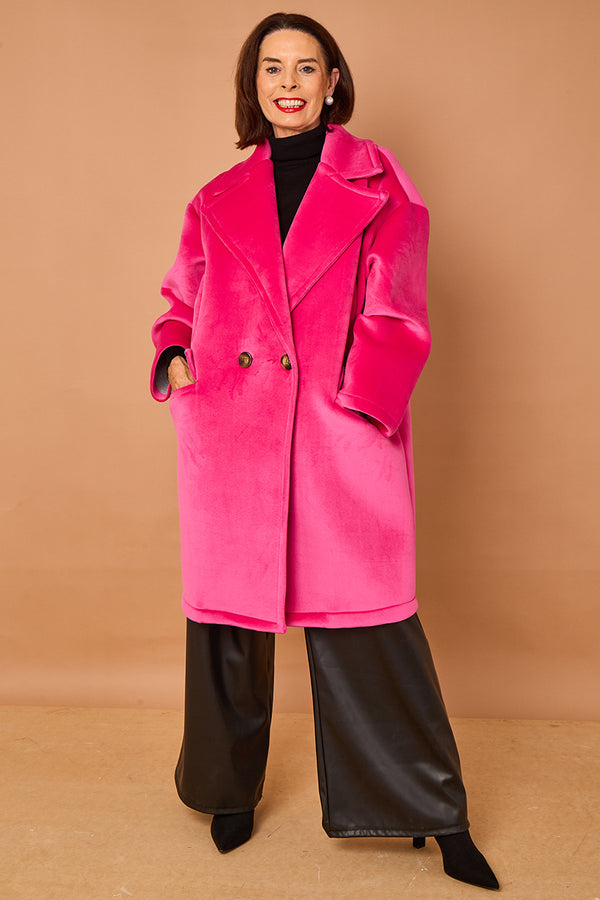 Alberto three quarter coat in cerise pink - PRE ORDER 24TH OCTOBER DISPATCH DAY