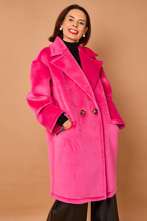 Alberto three quarter coat in cerise pink - PRE ORDER 24TH OCTOBER DISPATCH DAY