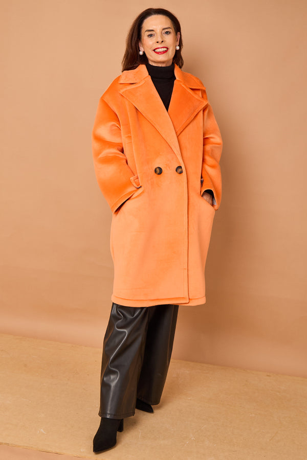 Alberto three quarter coat in orange - PRE ORDER 24TH OCTOBER DISPATCH DAY