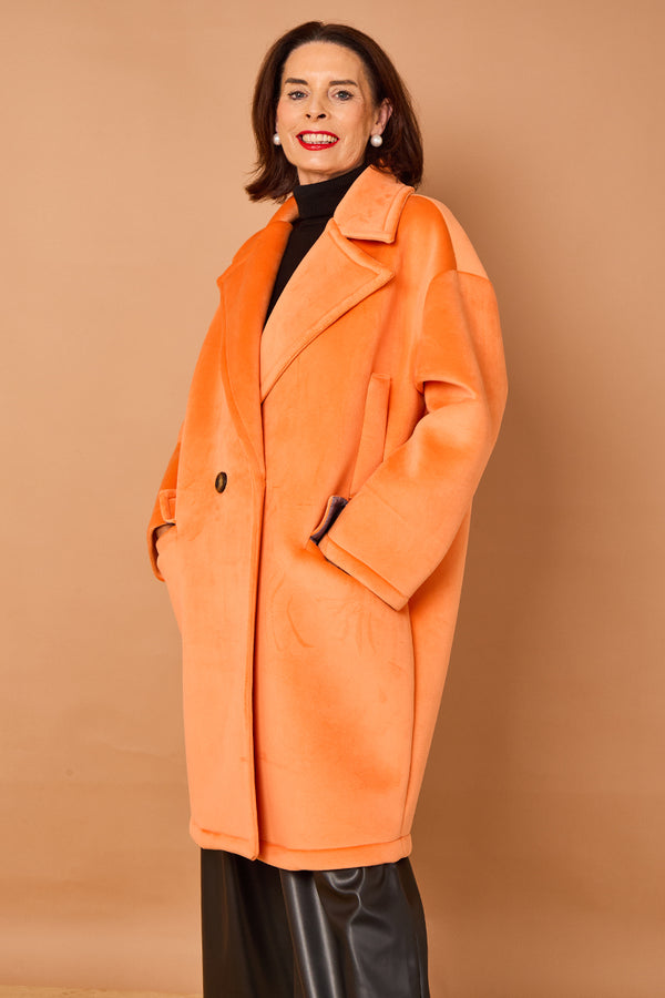 Alberto three quarter coat in orange - PRE ORDER 24TH OCTOBER DISPATCH DAY