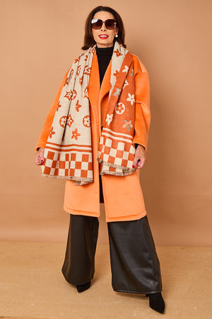 Alberto reversible scarf in orange and beige